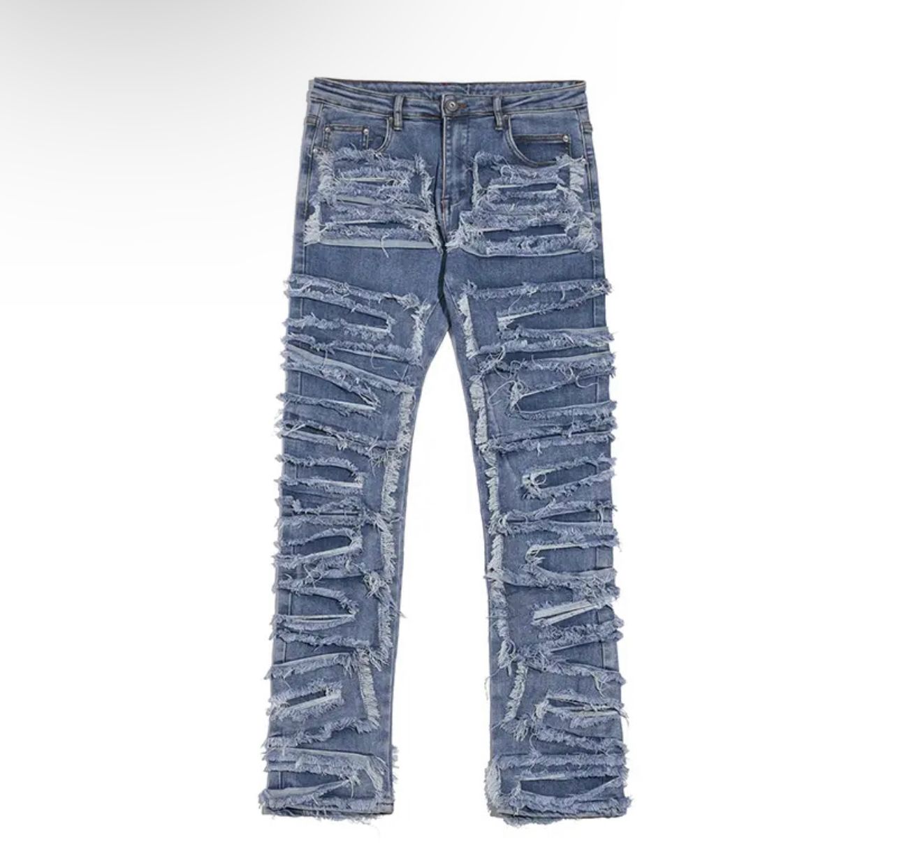 KNIFED BLUE FLARE JEANS