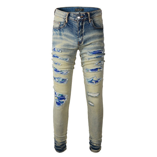 SEA BLUE PATCH DENIM