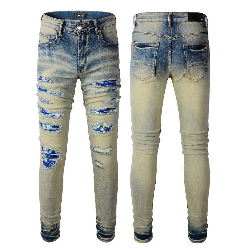 SEA BLUE PATCH DENIM