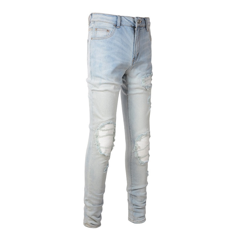 LIGHT BLUE BIKER DENIM