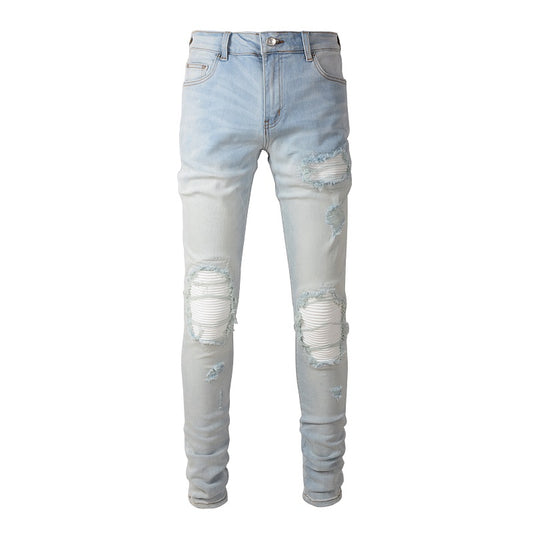 LIGHT BLUE BIKER DENIM